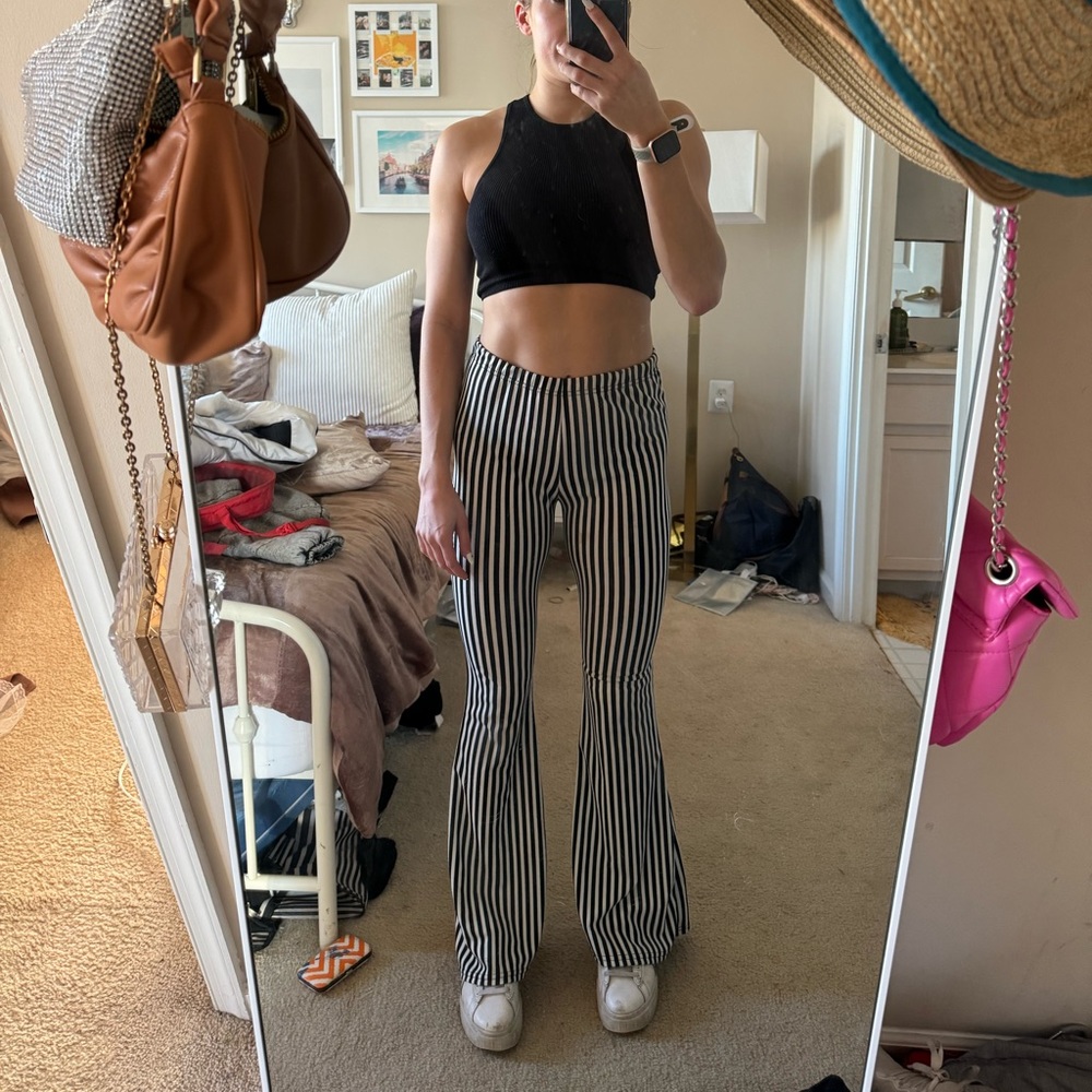 Nasty Gal striped flare leg pants with elastic waist